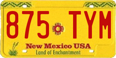 NM license plate 875TYM