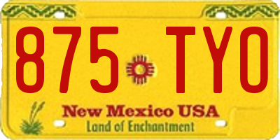 NM license plate 875TYO