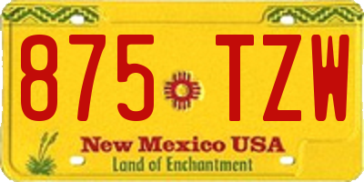 NM license plate 875TZW