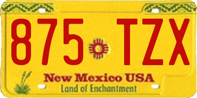 NM license plate 875TZX