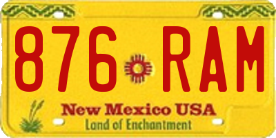 NM license plate 876RAM