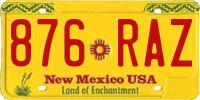 NM license plate 876RAZ