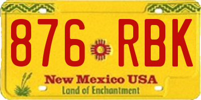 NM license plate 876RBK