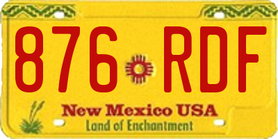 NM license plate 876RDF