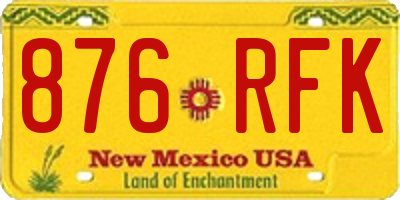NM license plate 876RFK