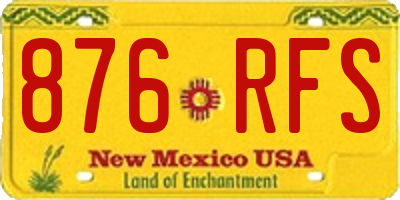 NM license plate 876RFS