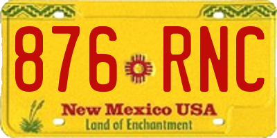 NM license plate 876RNC
