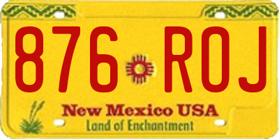 NM license plate 876ROJ