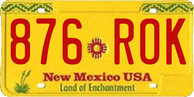 NM license plate 876ROK