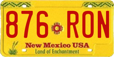 NM license plate 876RON