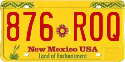 NM license plate 876ROQ