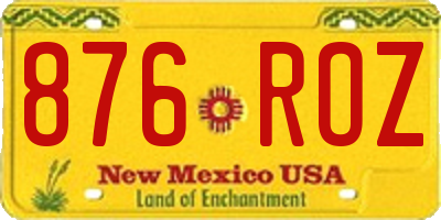NM license plate 876ROZ