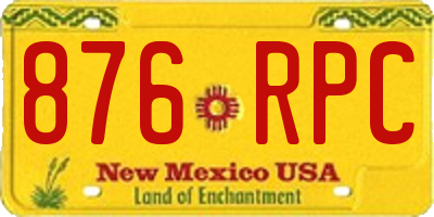 NM license plate 876RPC