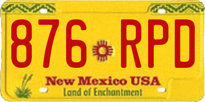 NM license plate 876RPD