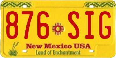 NM license plate 876SIG