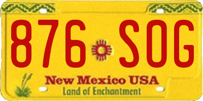 NM license plate 876SOG