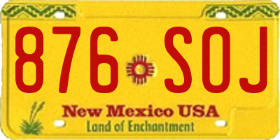 NM license plate 876SOJ