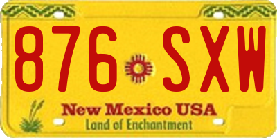 NM license plate 876SXW