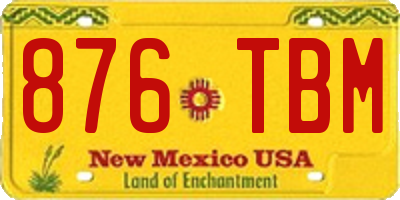 NM license plate 876TBM