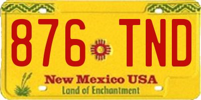 NM license plate 876TND