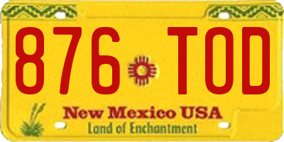 NM license plate 876TOD