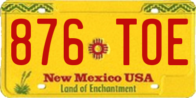 NM license plate 876TOE