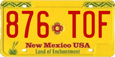 NM license plate 876TOF