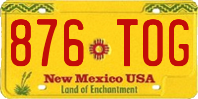 NM license plate 876TOG