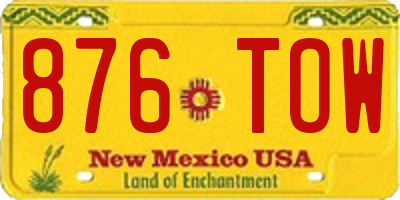 NM license plate 876TOW