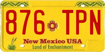 NM license plate 876TPN