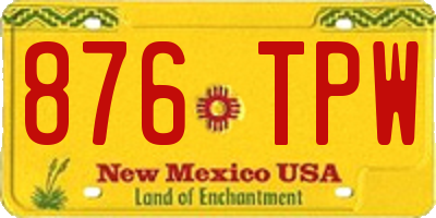 NM license plate 876TPW