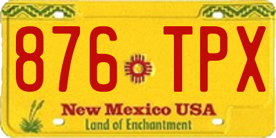 NM license plate 876TPX