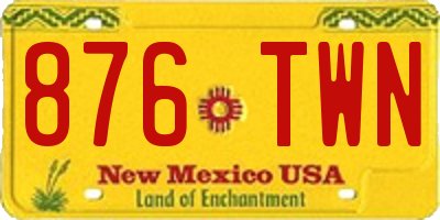 NM license plate 876TWN