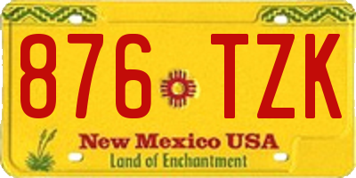 NM license plate 876TZK