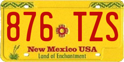 NM license plate 876TZS