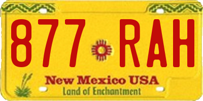 NM license plate 877RAH