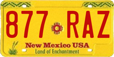 NM license plate 877RAZ