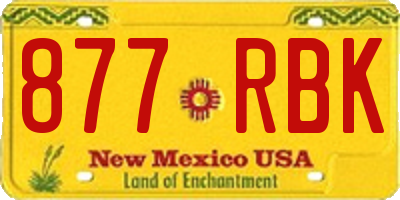 NM license plate 877RBK
