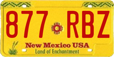 NM license plate 877RBZ