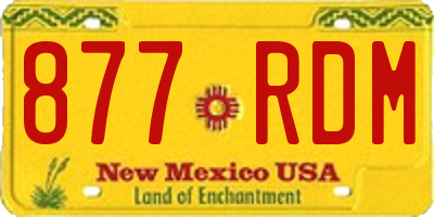 NM license plate 877RDM