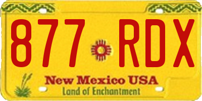 NM license plate 877RDX