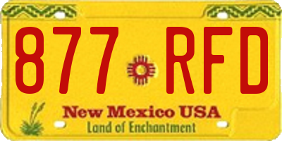 NM license plate 877RFD
