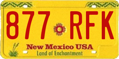 NM license plate 877RFK
