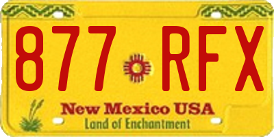 NM license plate 877RFX