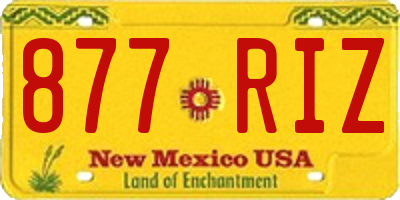 NM license plate 877RIZ