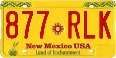 NM license plate 877RLK