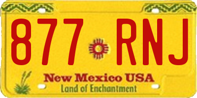 NM license plate 877RNJ
