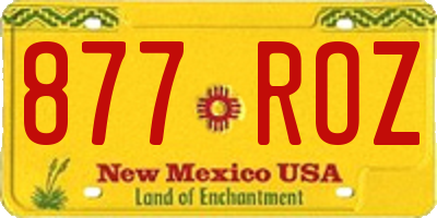 NM license plate 877ROZ