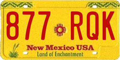 NM license plate 877RQK