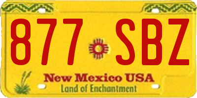 NM license plate 877SBZ